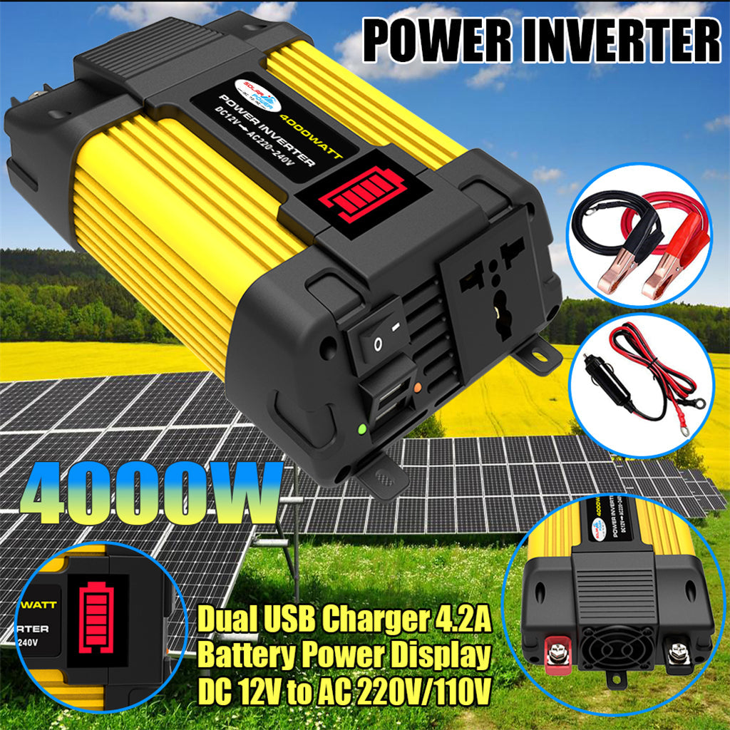 Inverter a onda sinusoidale pura da 4000 W con display a LED DC 12V a AC 220V Inverter