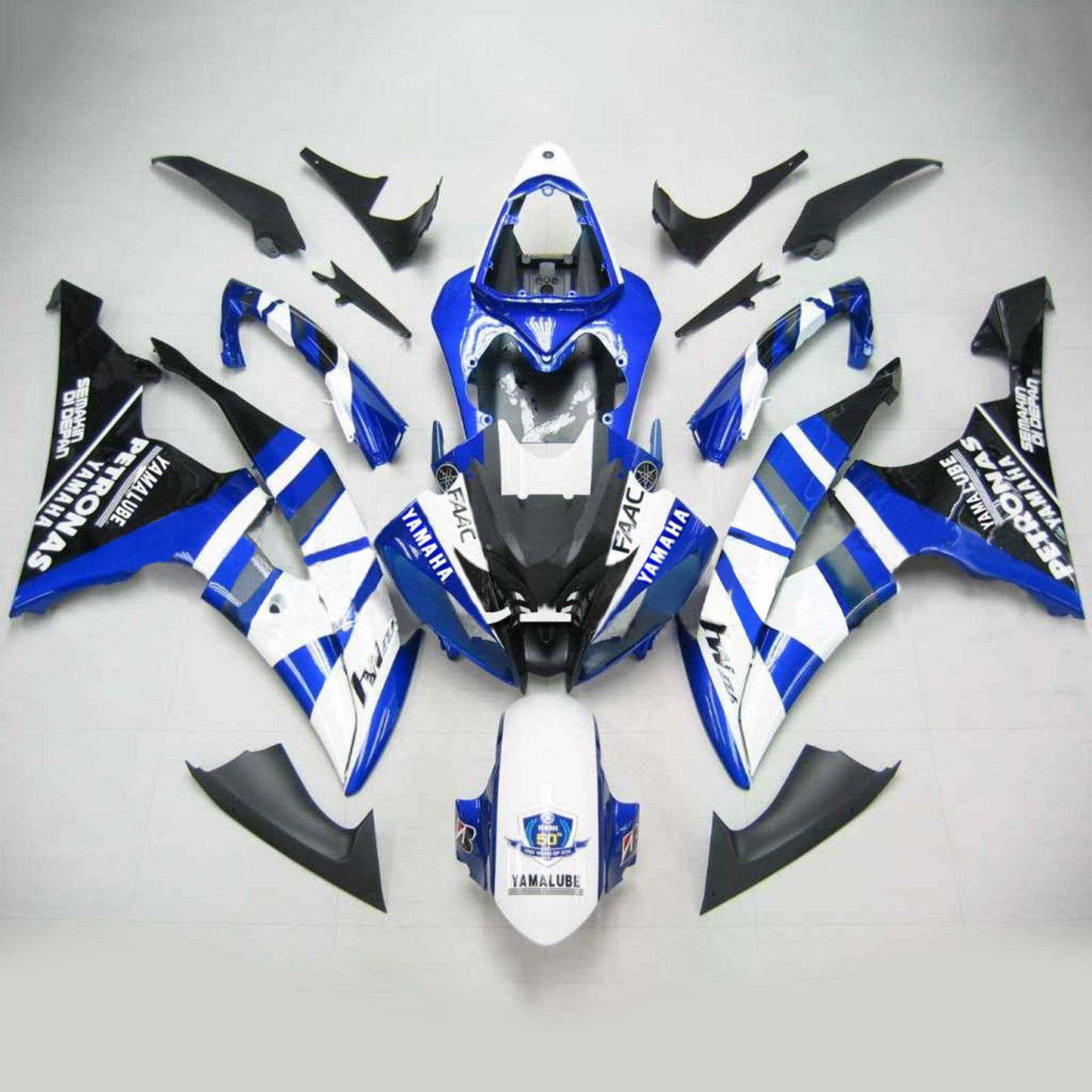 Amotopart Yamaha 2008-2016 YZF 600 R6 Kit di carenatura blu bianca