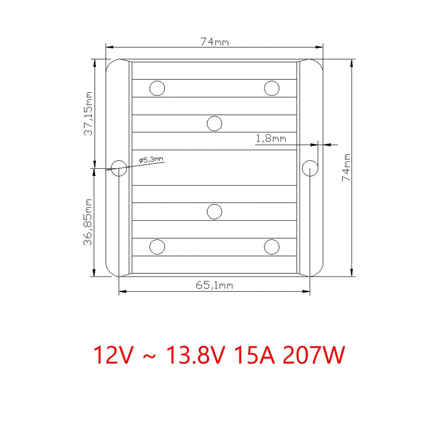 Regolatore del convertitore di alimentazione step-up impermeabile da 12 V a 13,8 V 15 A 207 W