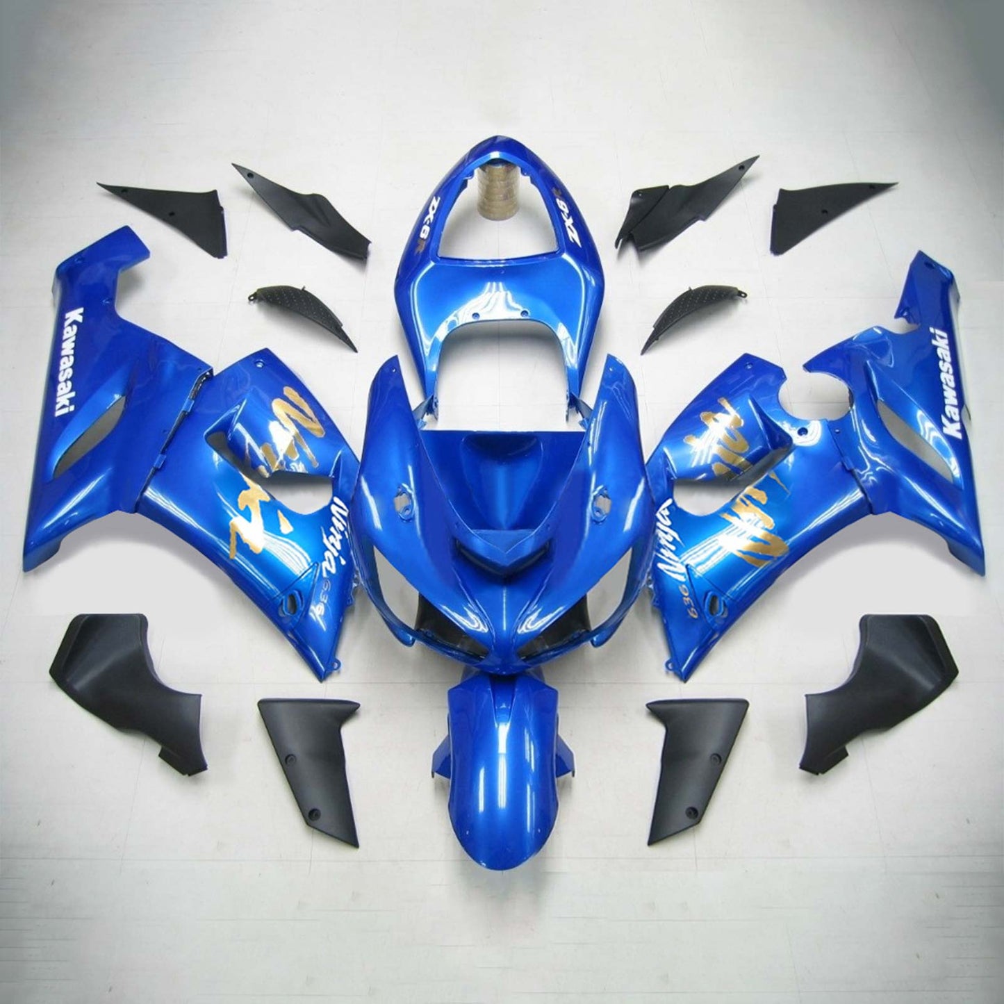 Amotopart Kawasaki 2005-2006 ZX6R 636 Kit di travestimento blu