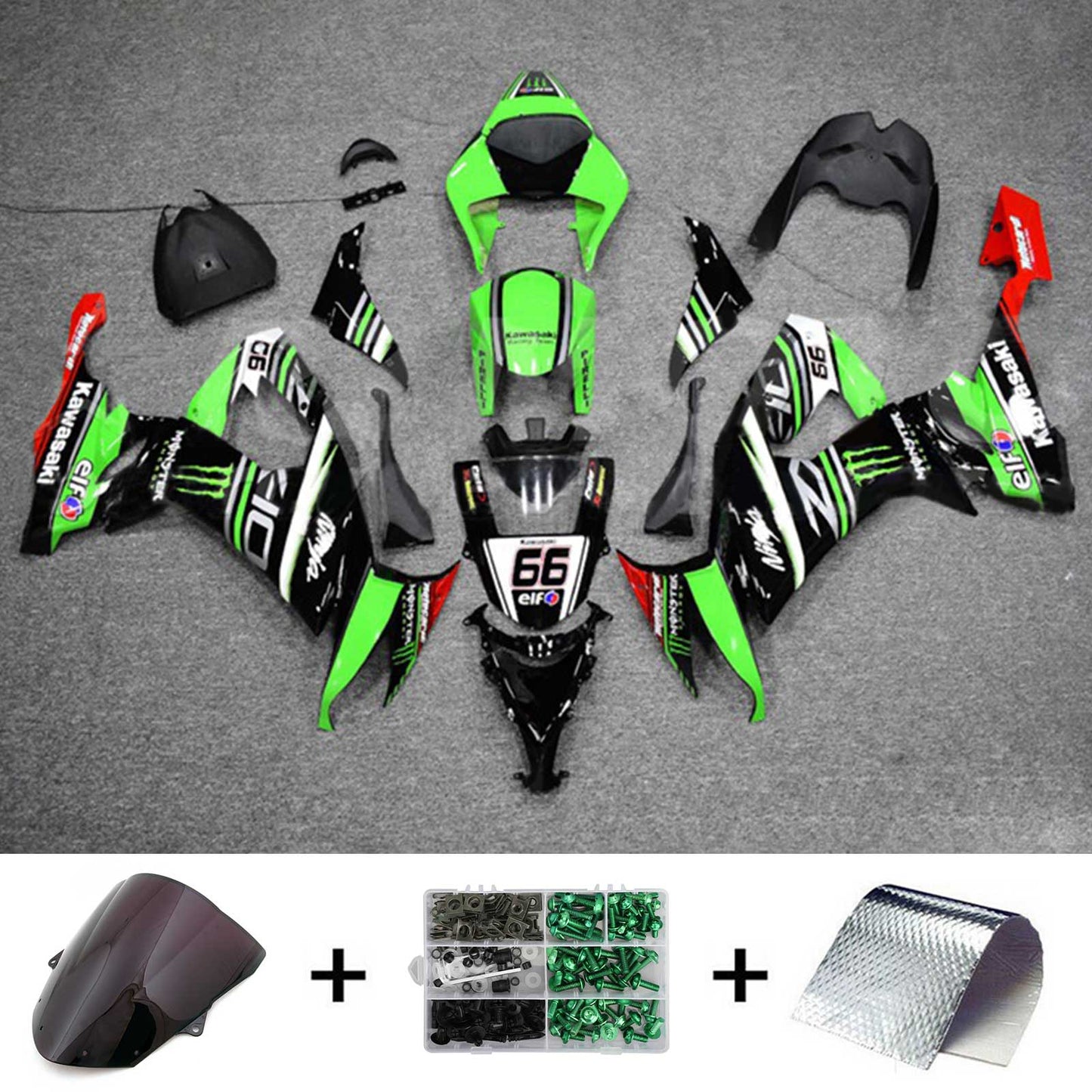 Amotopart Kawasaki ZX10R 2008-2010 Kit carena Carrozzeria Plastica ABS