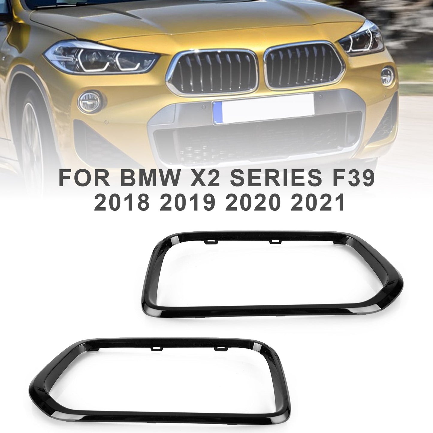 2018-2021 BMW X2 Serie F39 Rivestimento del telaio della griglia del paraurti anteriore nero lucido