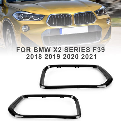 2018-2021 BMW X2 Serie F39 Rivestimento del telaio della griglia del paraurti anteriore nero lucido