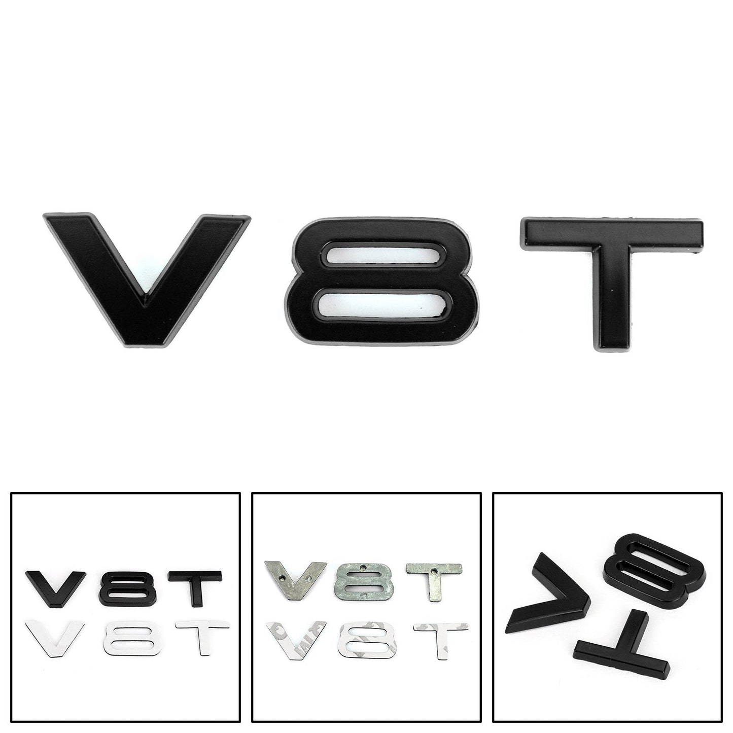 Distintivo dell'emblema V8T adatto per AUDI A1 A3 A4 A5 A6 A7 Q3 Q5 Q7 S6 S7 S8 S4 SQ5 nero generico
