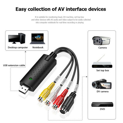 USB 2.0 Audio TV Video VHS a DVD VCR PC HDD Convertitore Adattatore Scheda di Acquisizione