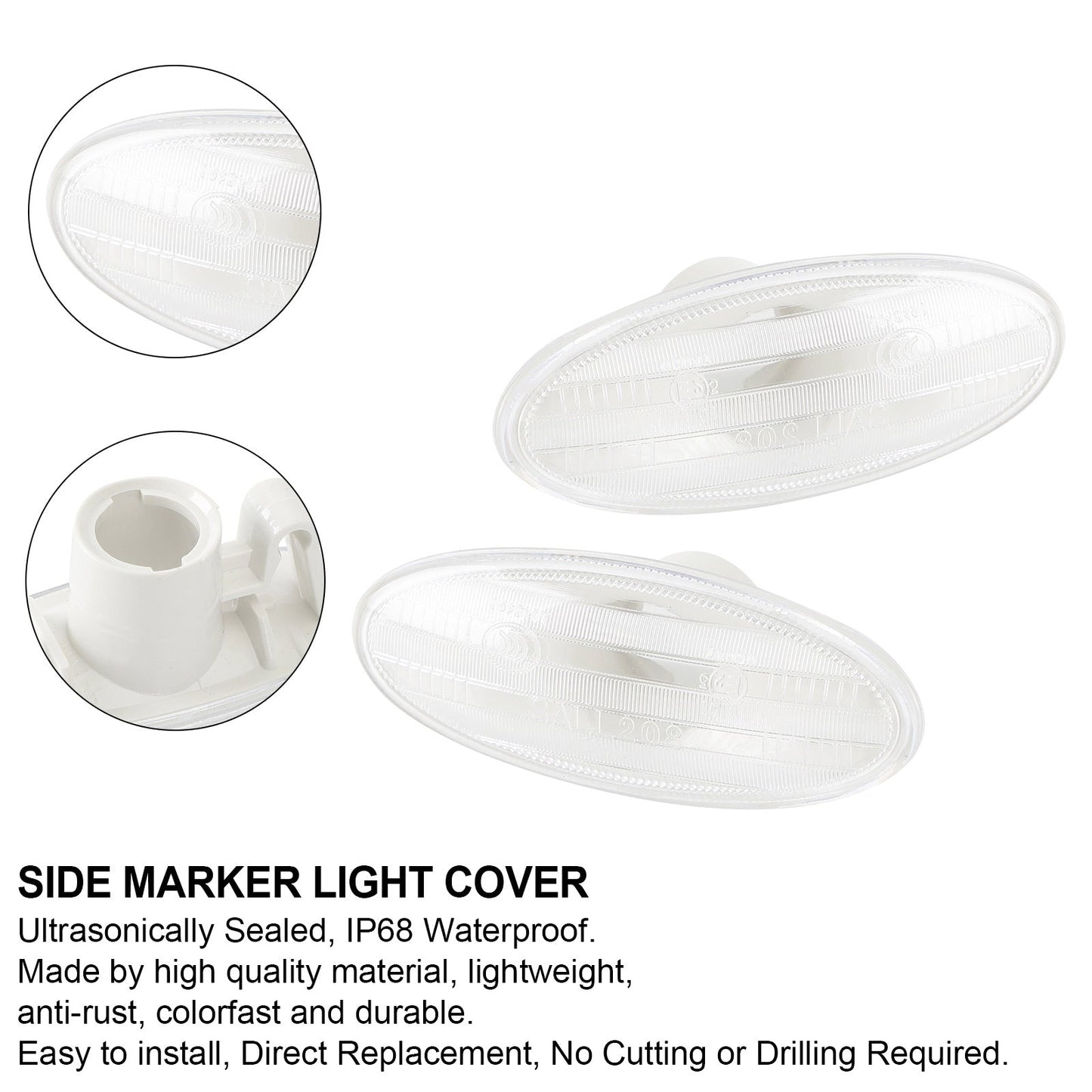 2x Clear Side Marker Lamp Turn Signal Light Housing per Nissan 26160-89900 Generico