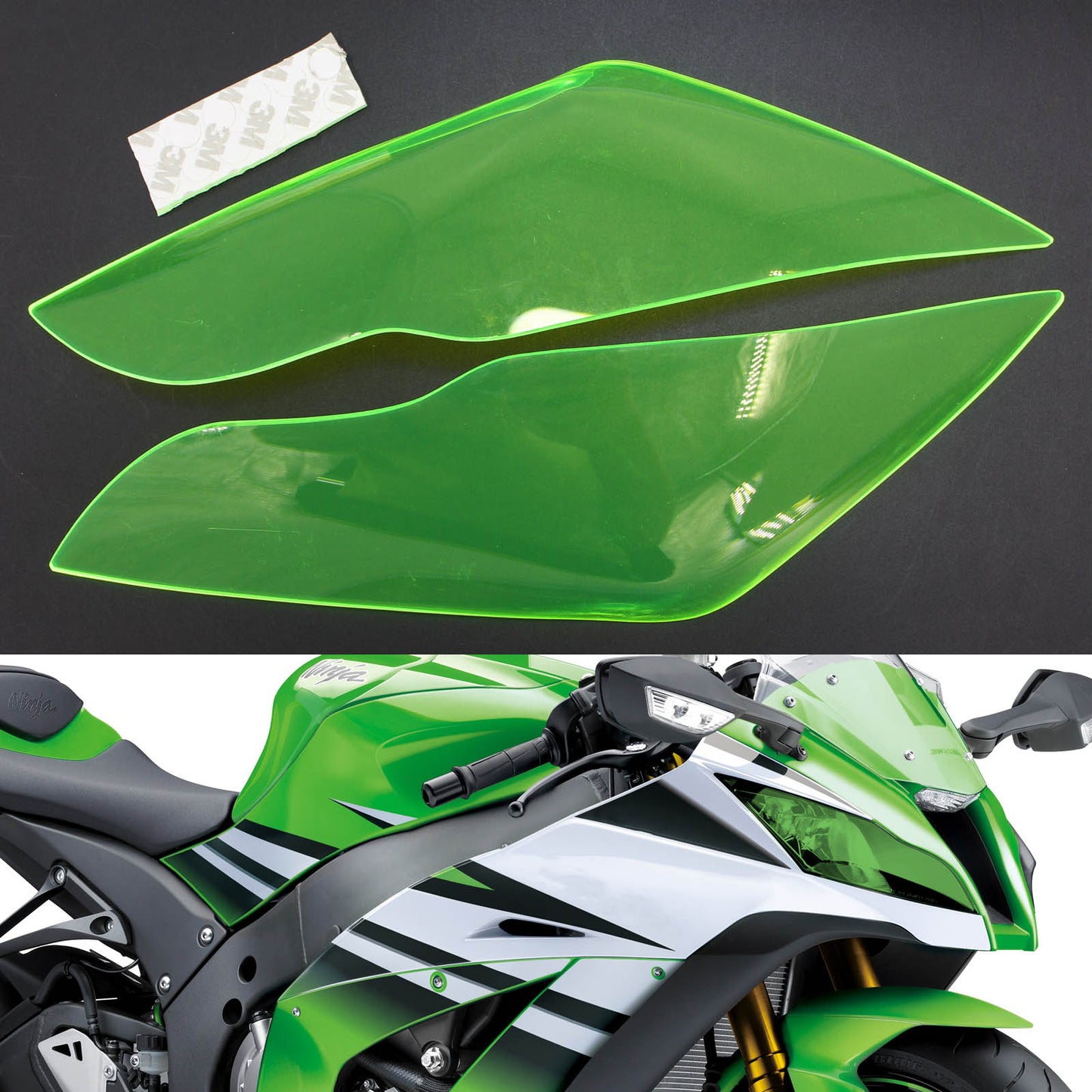 Protezione lente faro anteriore adatta per Kawasaki Zx-10R Zx 10R 2011-2015 fumo generico