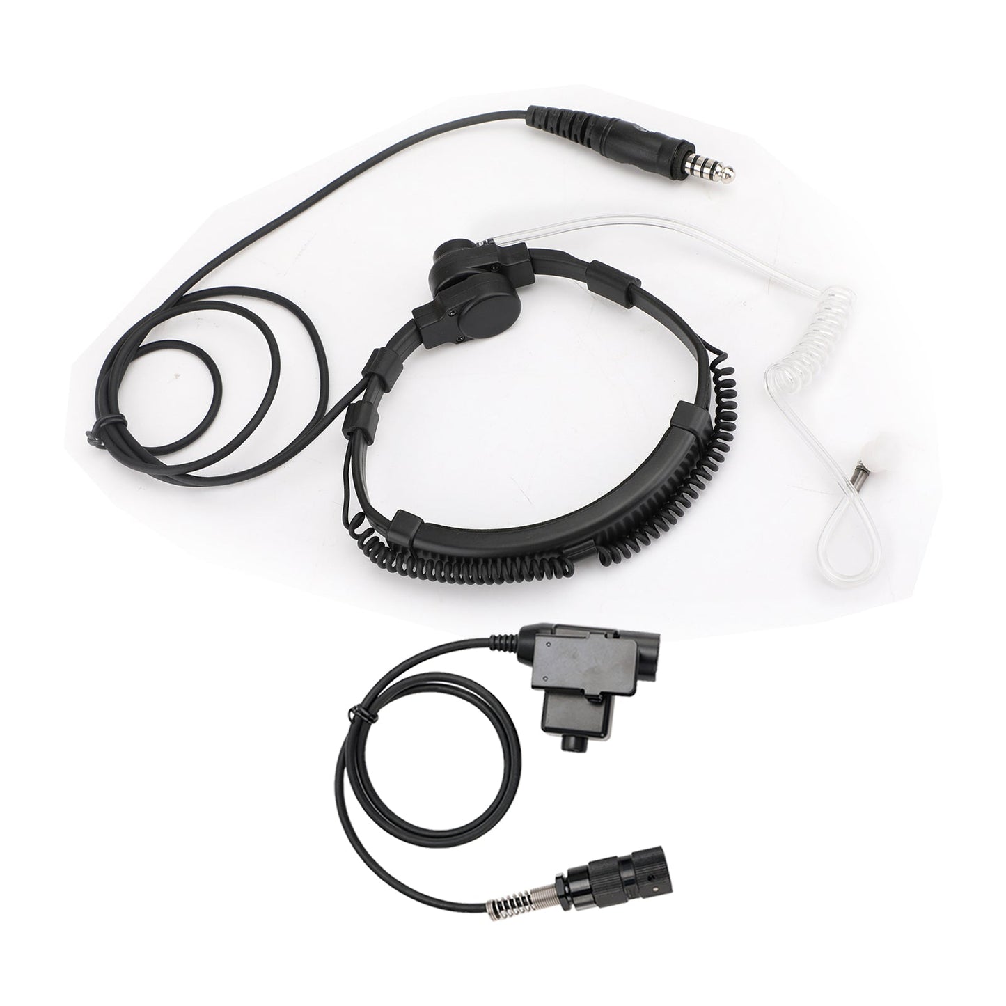 Cuffia con microfono tattico per gola con spina grande da 7,1 mm per radio PRC-152 PRC-148 U329
