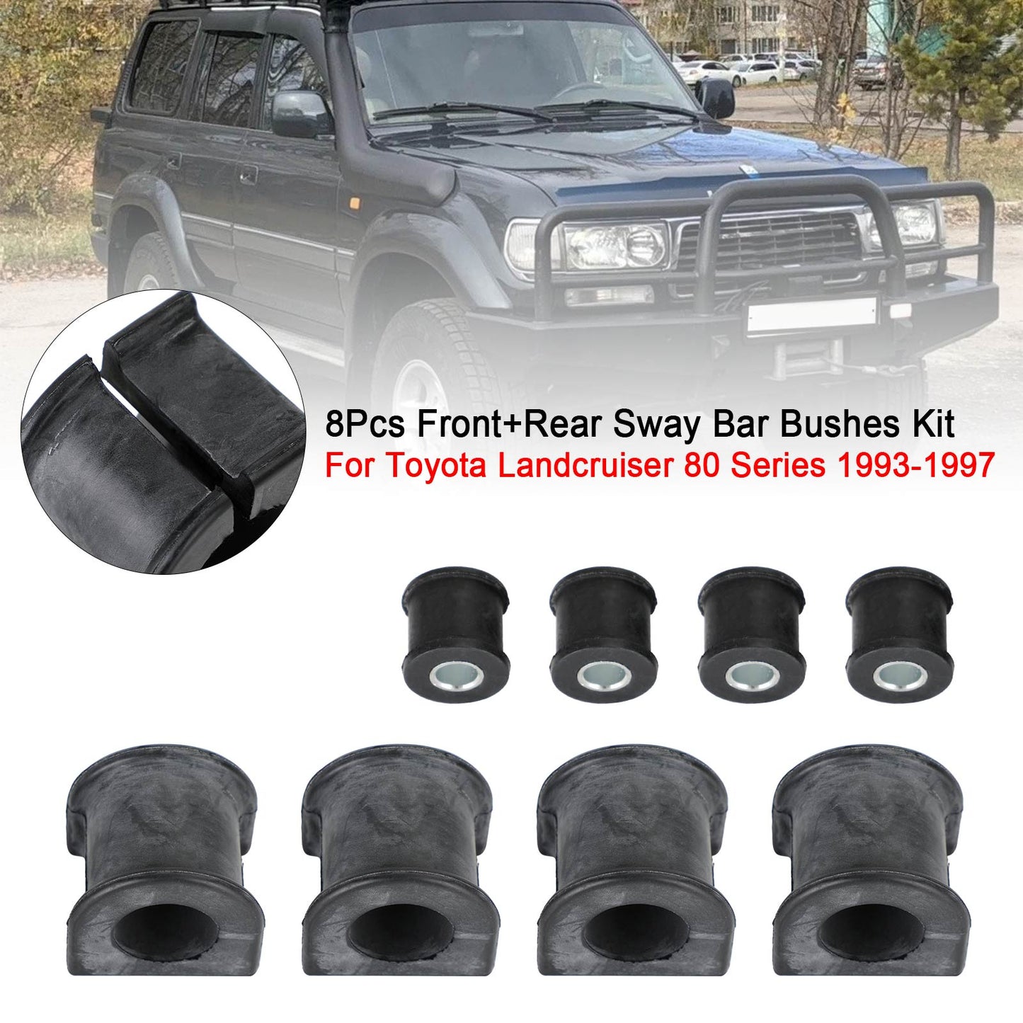 Toyota Landcruiser 80 Series 1993-1997 Kit 8 boccole barra antirollio anteriore + posteriore