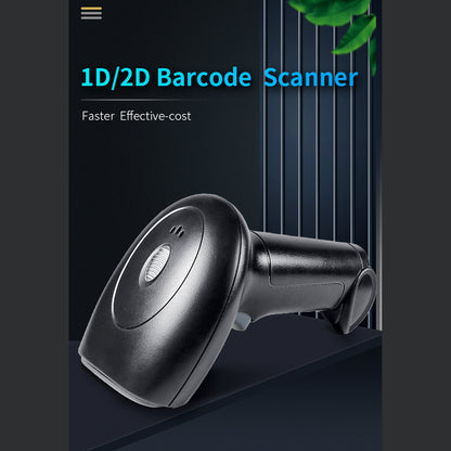 Scanner automatico di codici a barre a scansione laser USB 2 in 1 Pistola per lettore di codici 1D + 2D con supporto