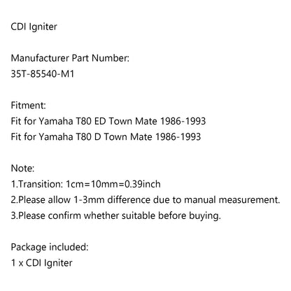 Modulo accensione CDI adatto per Yamaha T80 D / ED Town Mate 1986-1993 35T-85540-M1 Generico