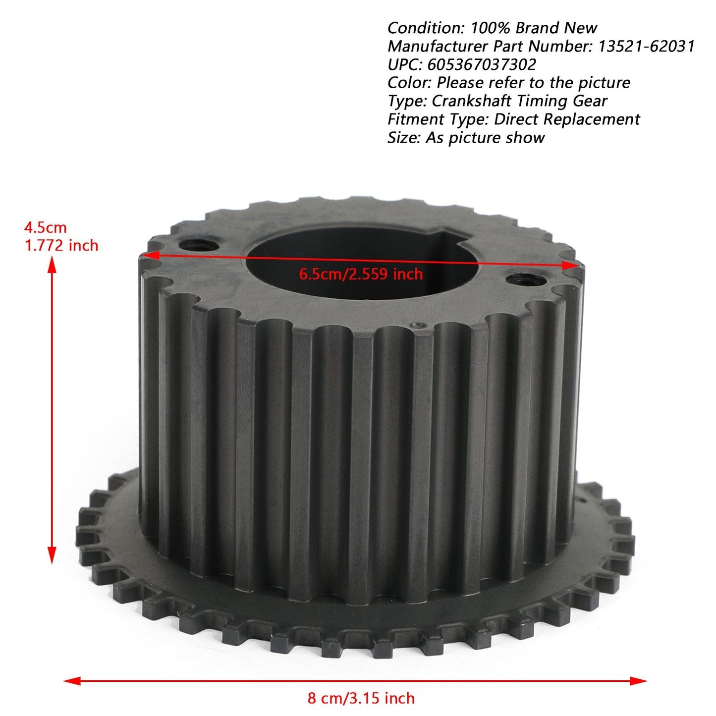 Cramkshaft Timing Puleggia Ingranaggio Per Toyota Tundra Tacoma 4Runner 3.4 V6 13521-62031