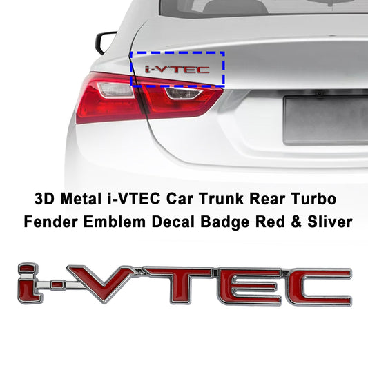 Distintivo della decalcomania dell&#39;emblema del parafango Turbo posteriore del bagagliaio dell&#39;auto i-VTEC in metallo 3D rosso e nastro