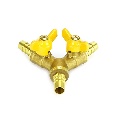 Raccordo per valvola a sfera di intercettazione in ottone a 3 vie a forma di Y da 3/8 "ID