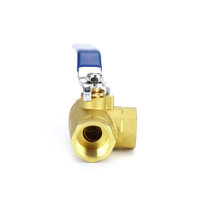 Maniglia a leva con attacco a L femmina a 3 vie Maniglia a leva 3/4" NPT in ottone forgiato