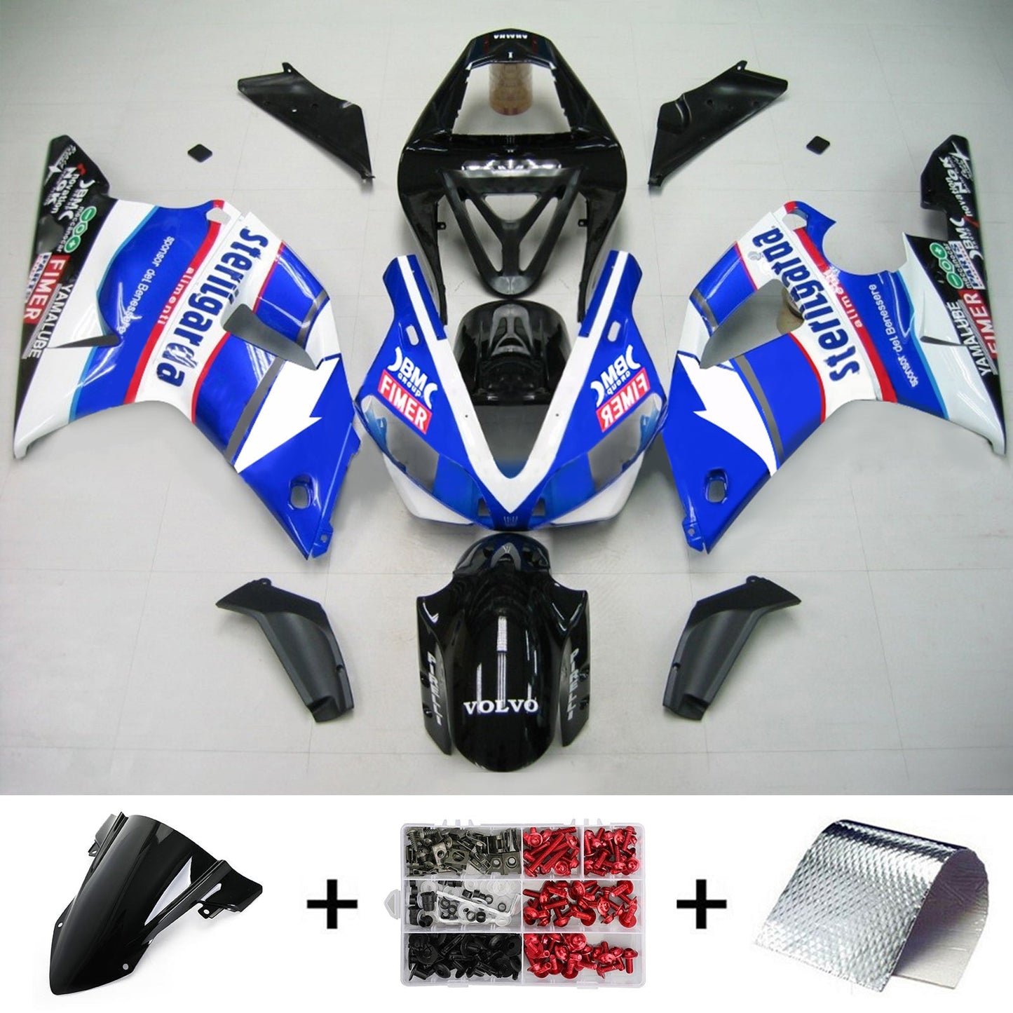 Amotopart 2000-2001 Yamaha YZF 1000 R1 Kit di carenatura blu e bianca