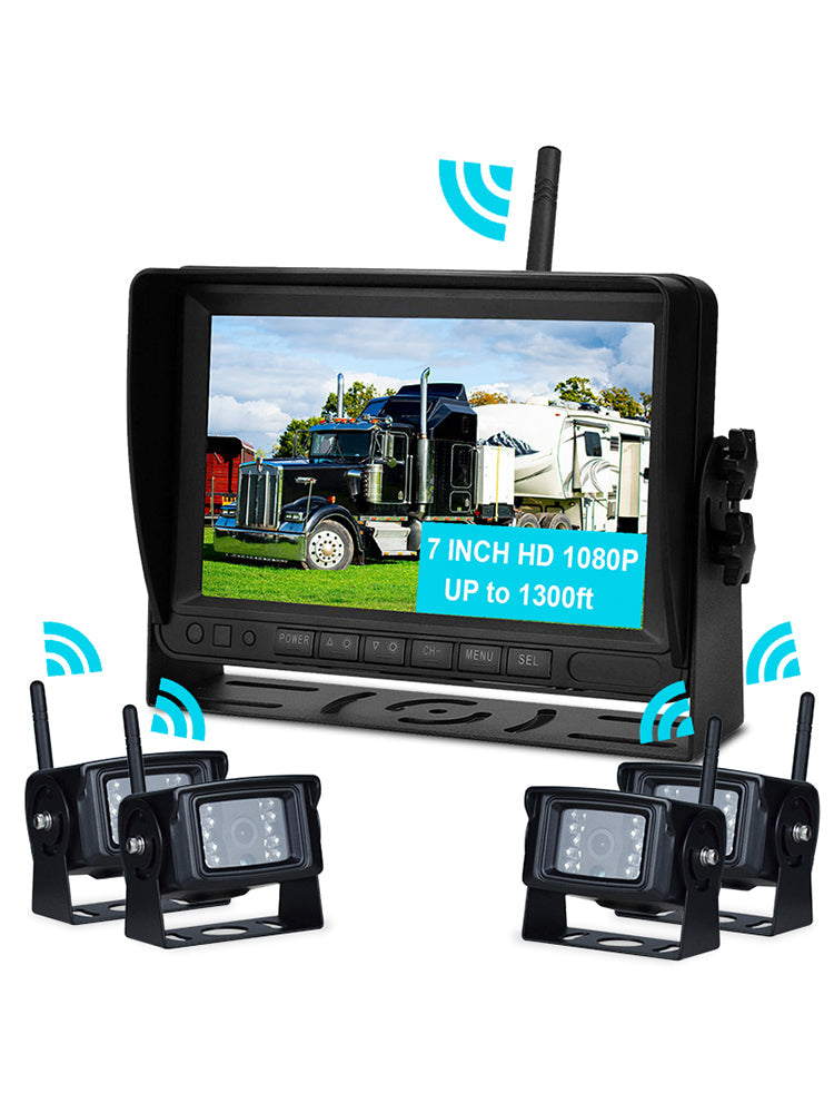 7" Wireless AHD 1080P Display 4CH Kit telecamera di retromarcia per retromarcia per rimorchio camion