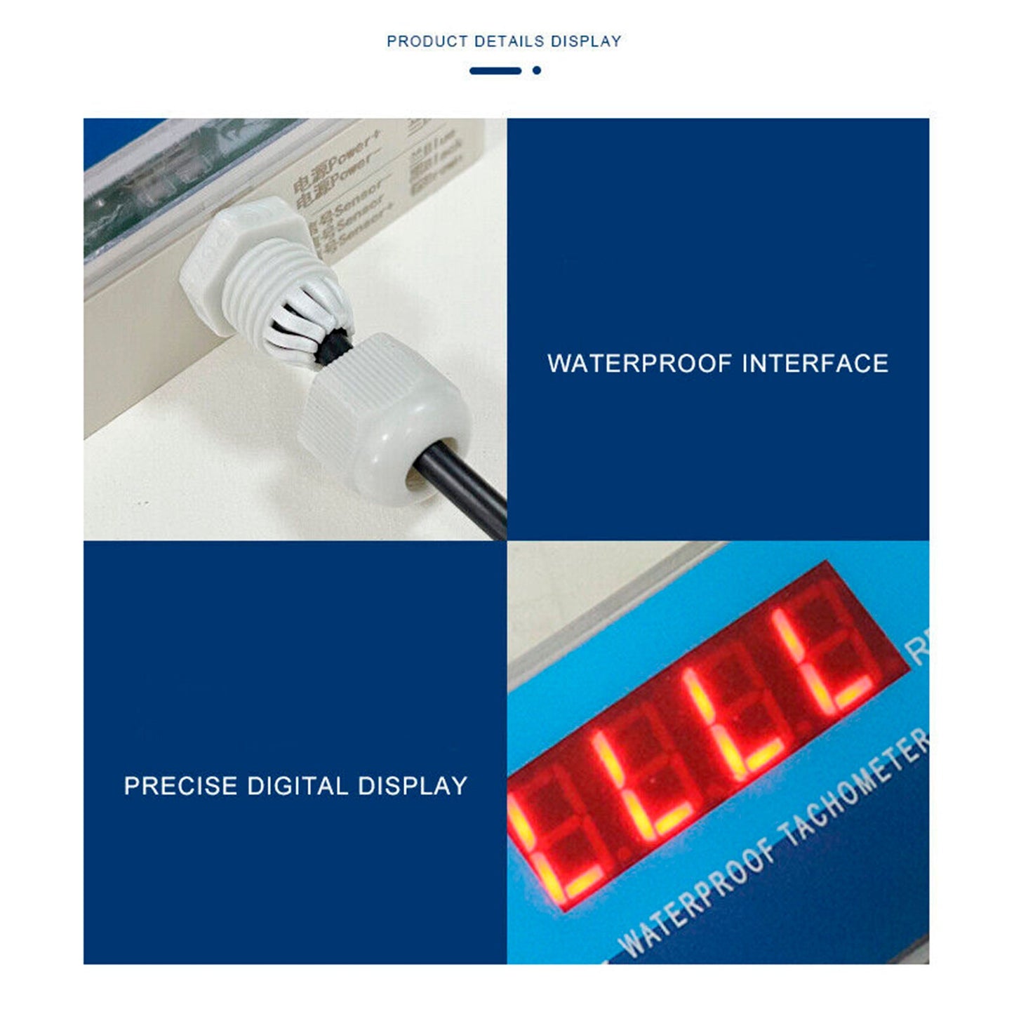 DC 8-24V Hall Contagiri Digital LED Misuratore di velocità del motore Tester IP68 Impermeabile