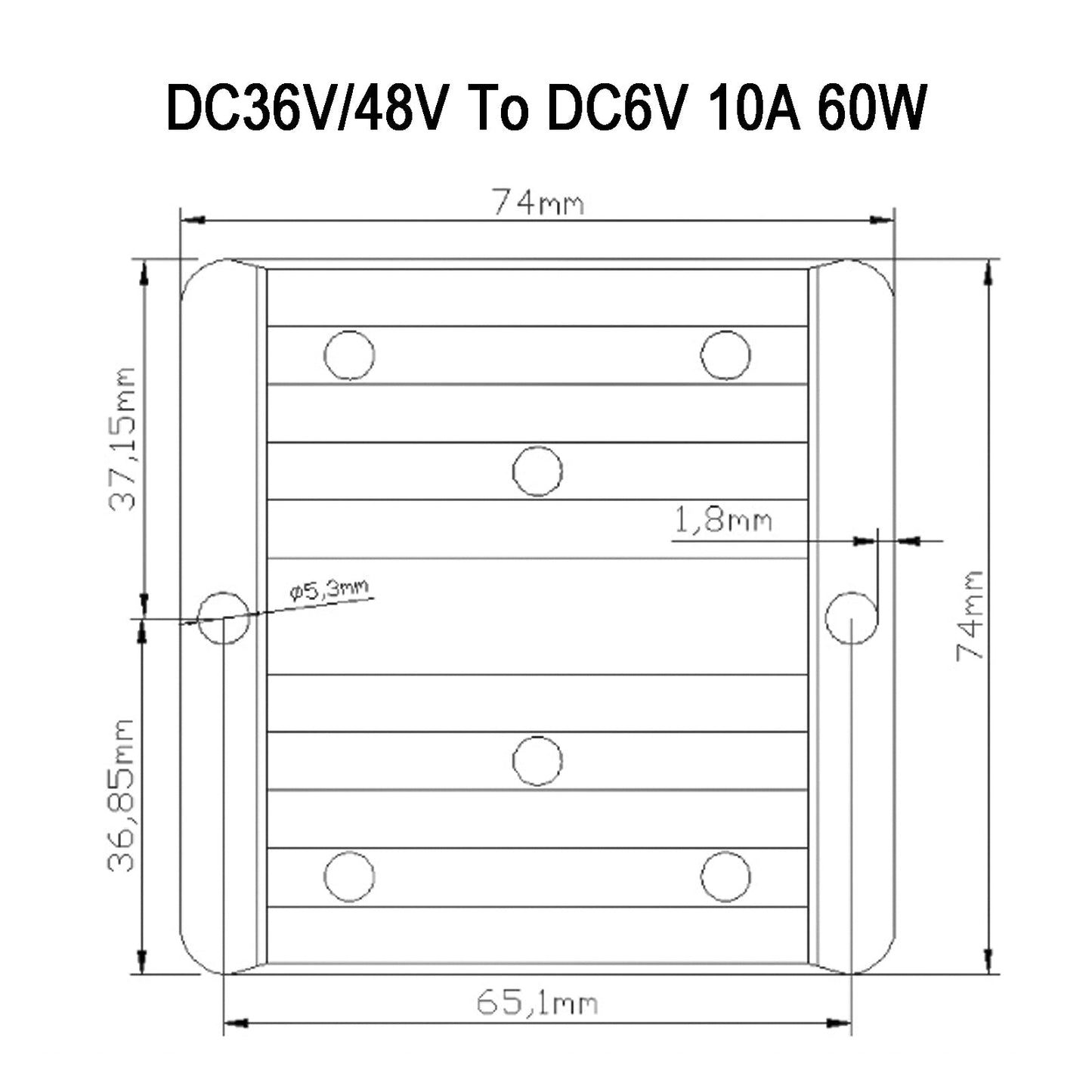 Regolatore di alimentazione del convertitore CC / CC impermeabile da 10 A 36 V / 48 V Riduci a 6 V