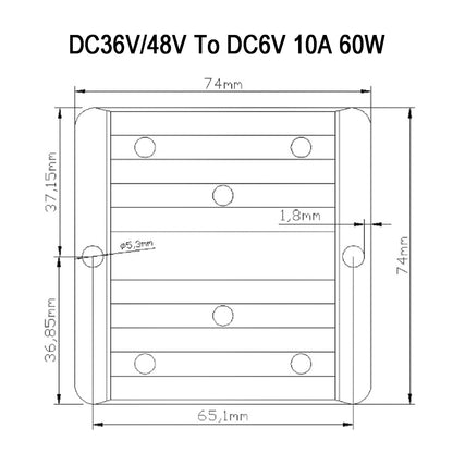 Regolatore di alimentazione del convertitore CC / CC impermeabile da 10 A 36 V / 48 V Riduci a 6 V