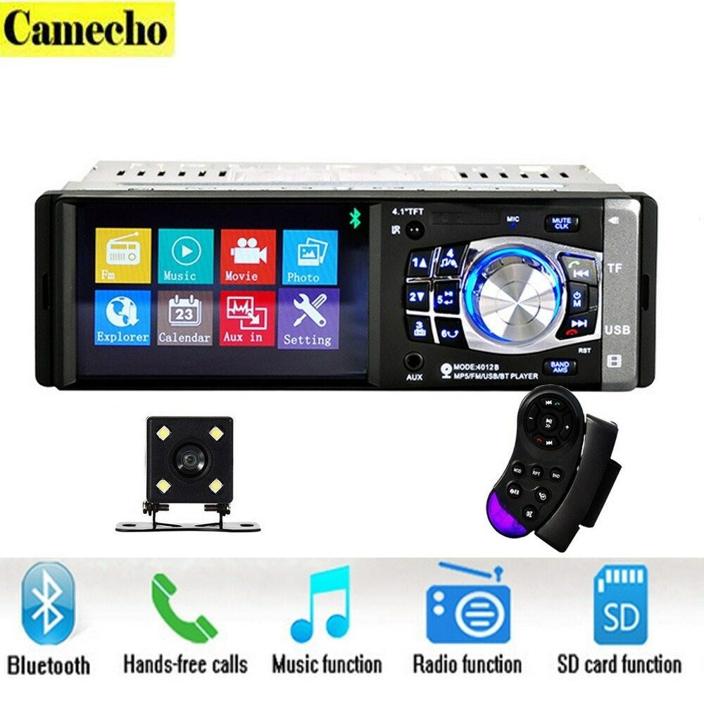 4.1 pollici HD 1DIN Bluetooth In-Dash Car Stereo Radio Lettore MP5 FM con fotocamera