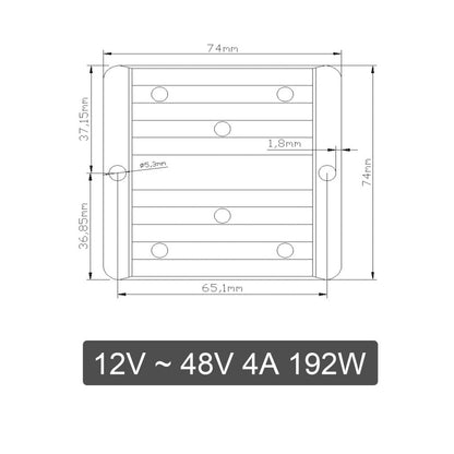 Regolatore convertitore DC/DC impermeabile Areyourshop 12V Step Up fino a 48V 4A 192W