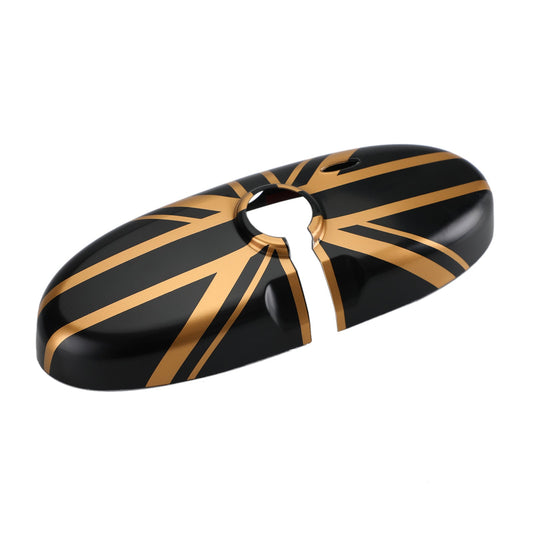 Copertura per specchietto retrovisore Union Jack UK Flag per MINI Cooper R55 R56 R57 Nero/Oro Generico