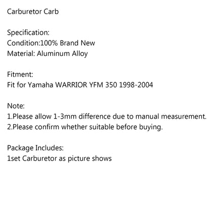 Carburatore Carb adatto per Yamaha Warrior 350 YFM 350 Yfm350 Atv Quad 1987-2004 Generico