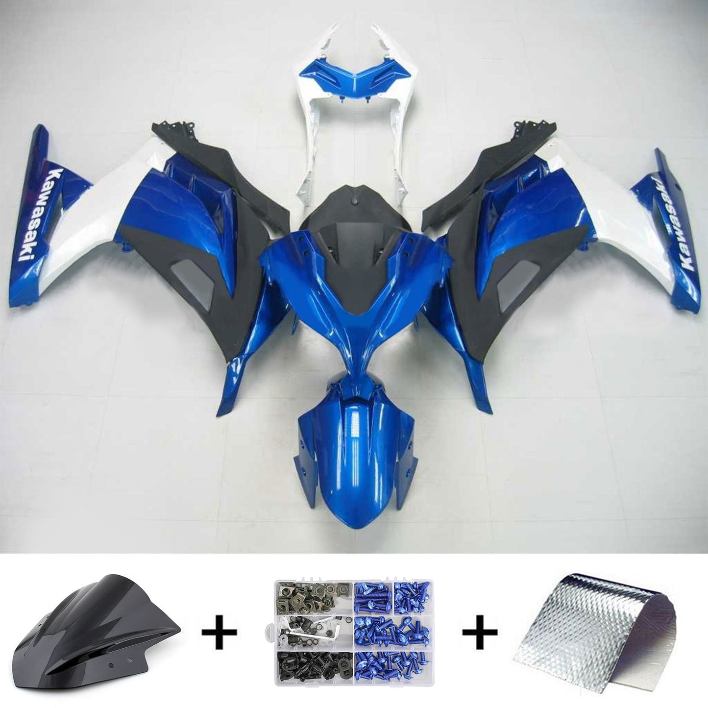 Amotopart Kawasaki 2013-2017 Ex300/Ninja300 Blue White Tearing Kit