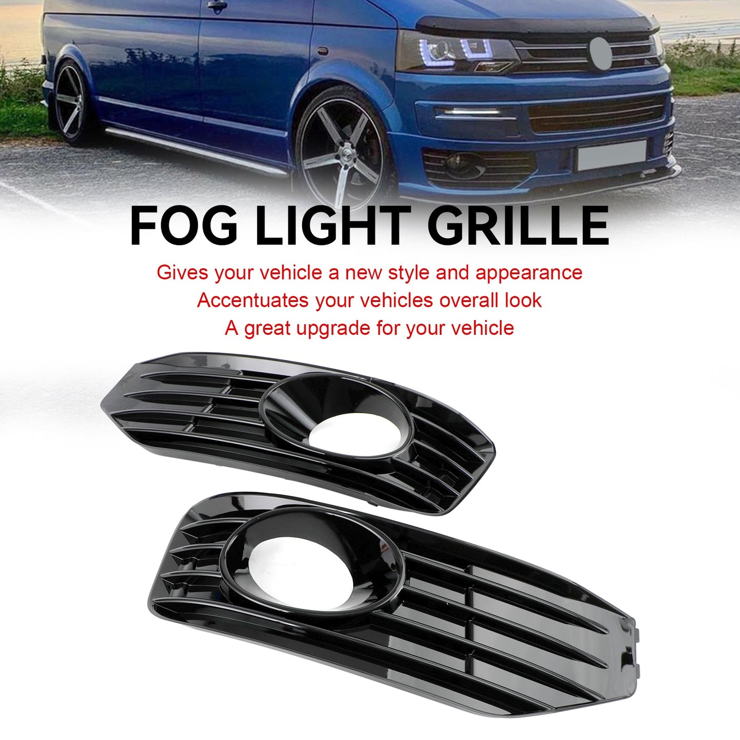 VW T5 T5.1 2010-2015 nero lucido fendinebbia copertura luce inserto S-line griglia