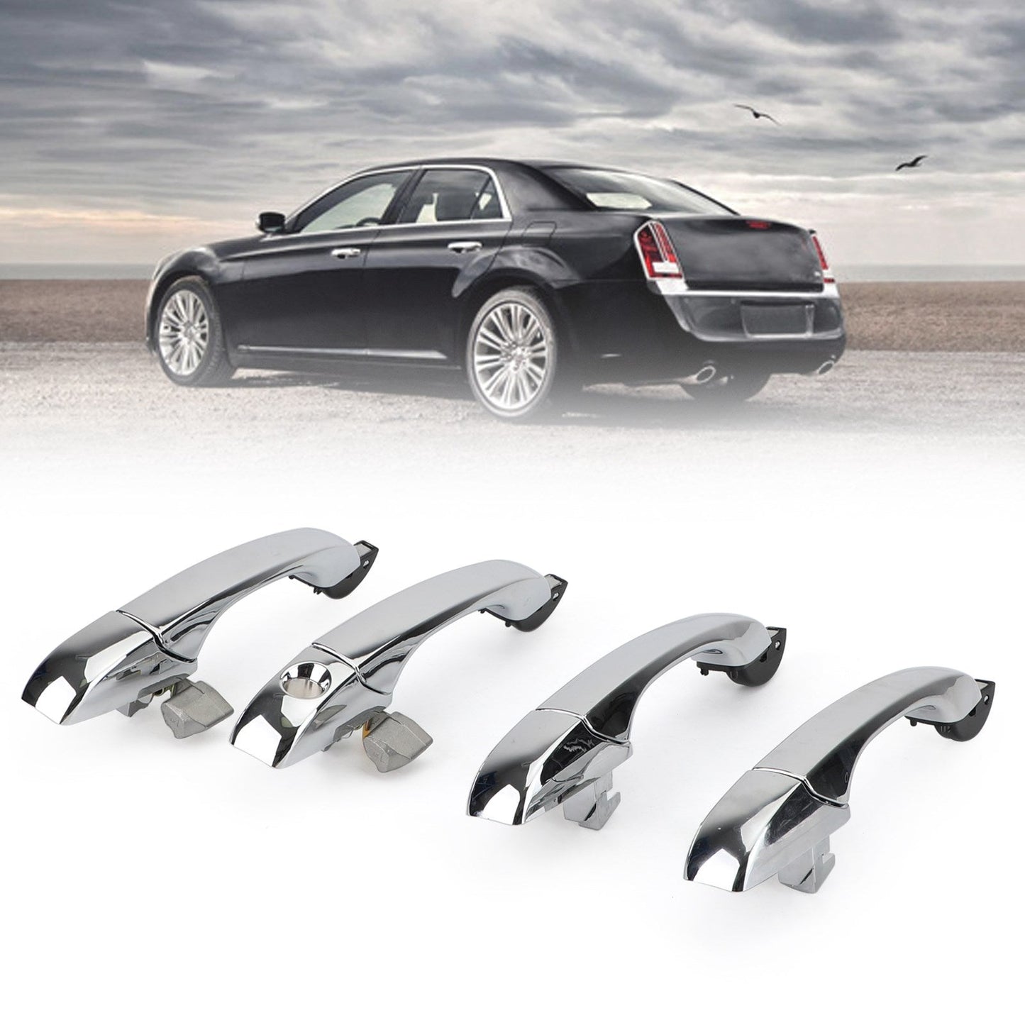 4x Maniglia per porta esterna 4589009AH Chrome Per Chrysler 300 / 300C 2005-2010 Generico