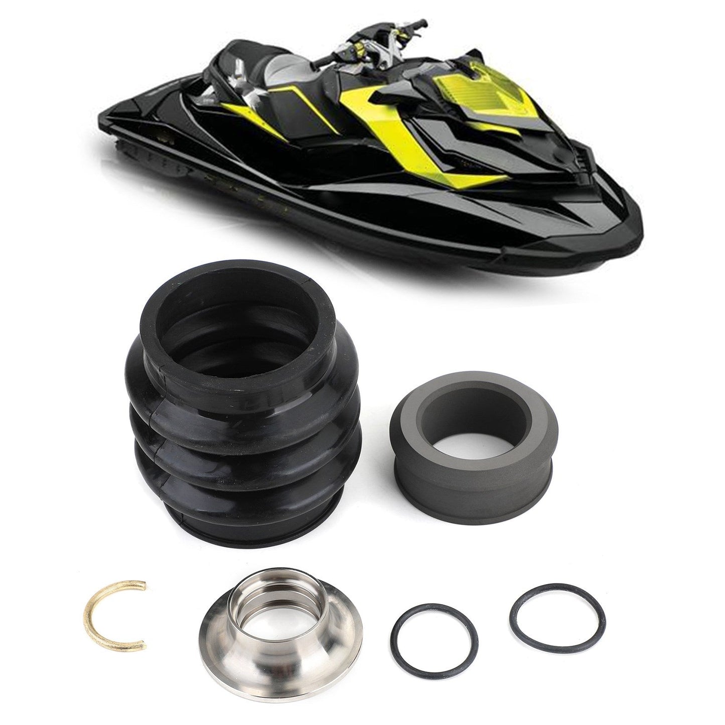 Kit di ricostruzione della linea di trasmissione con guarnizione ad anello in carbonio 4-Tec e cuffia per Sea Doo RXP RXPX RXTX