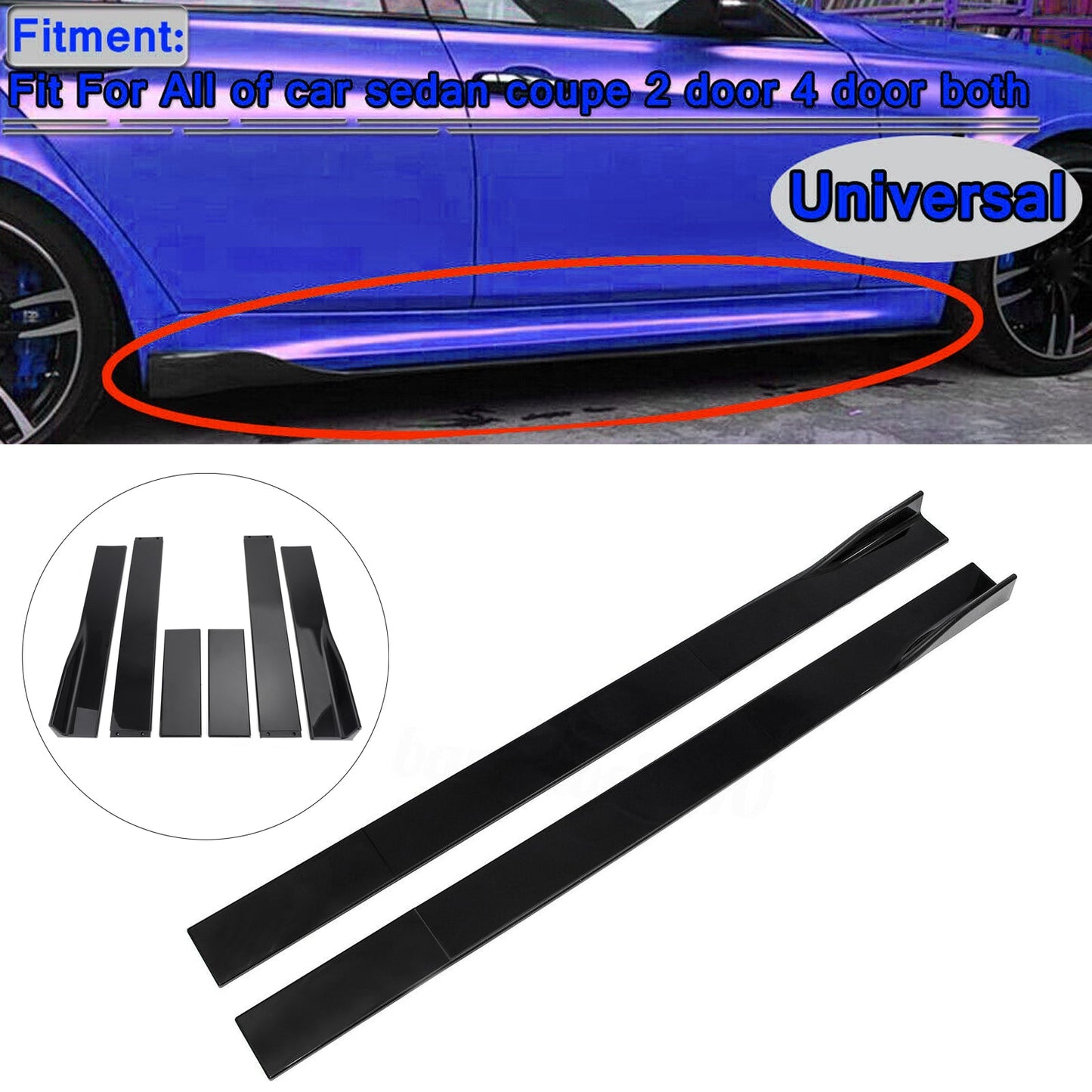 78.7 Universal Side Skirt Extensions Rocker Panel Splitter Lip Polipropilene Generico