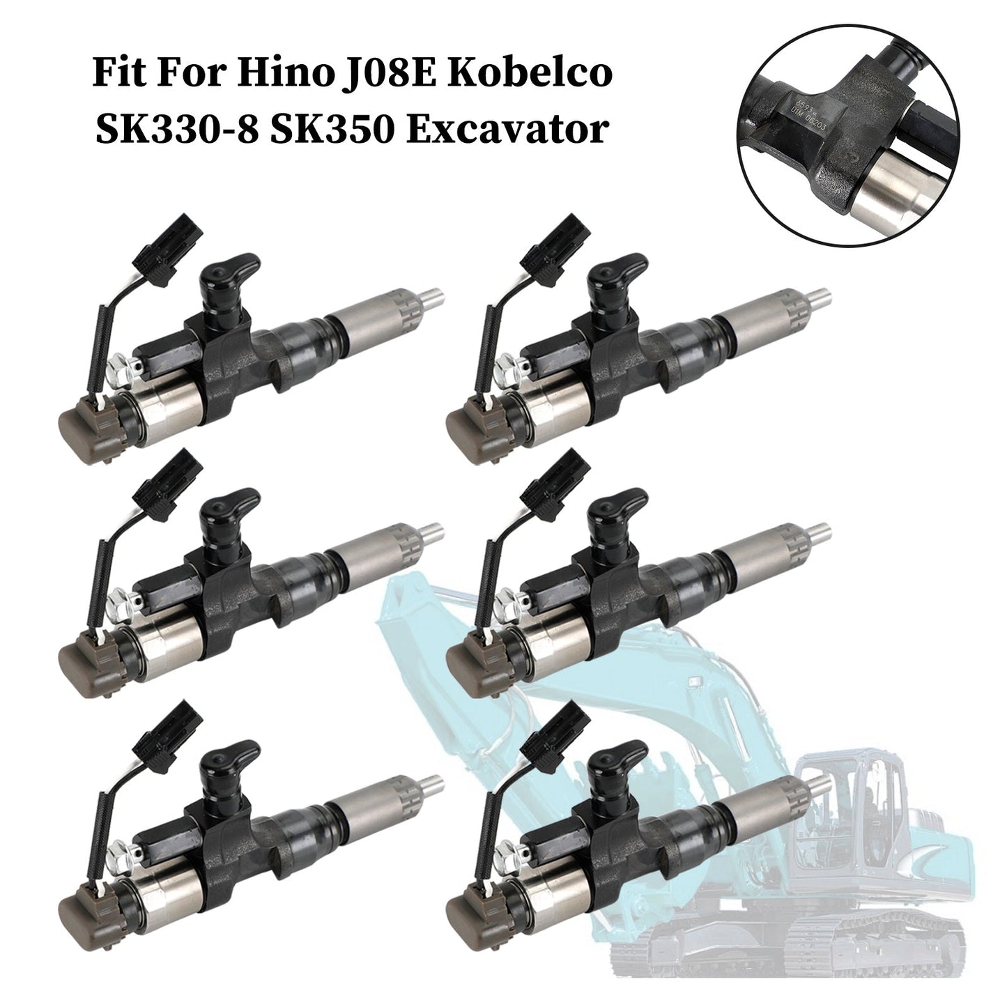 1984-2018 Hino J08E Kobelco 3.8 4.7 Diesel 6PCS Iniettori di carburante 095000-6593