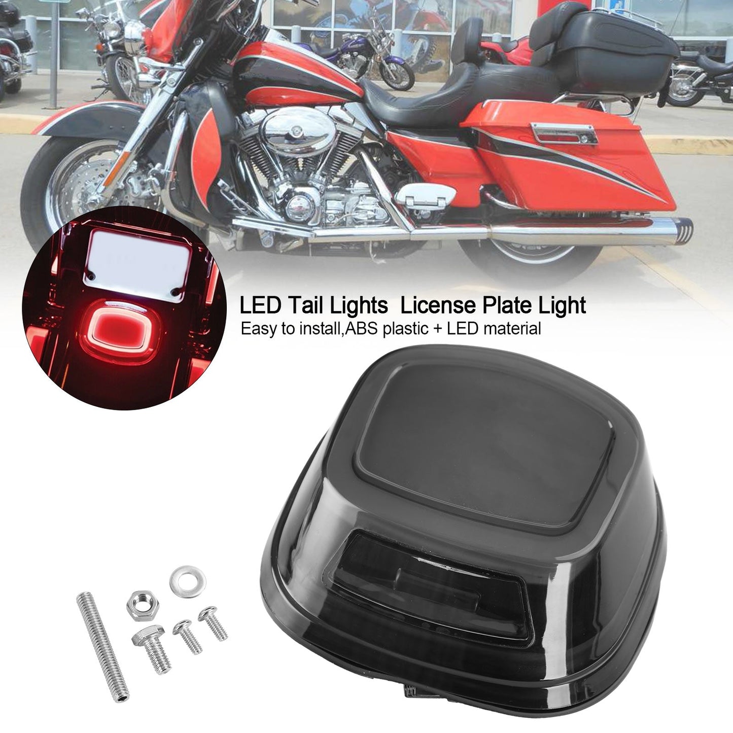 Luci posteriori a LED Luce targa per Touring Softail Dyna Sportster 99-Up Generico