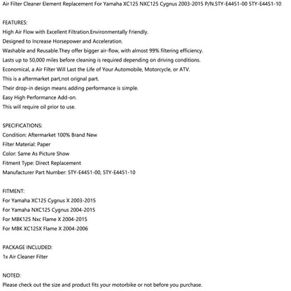 Detergente filtro aria per Yamaha XC125 NXC125 Cygnus / Flame X 03-15 5TY-E4451-00 Generico