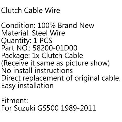 Nuovo cavo di controllo frizione filo di acciaio per Suzuki 58200-01D00 GS500 1989-2011 generico