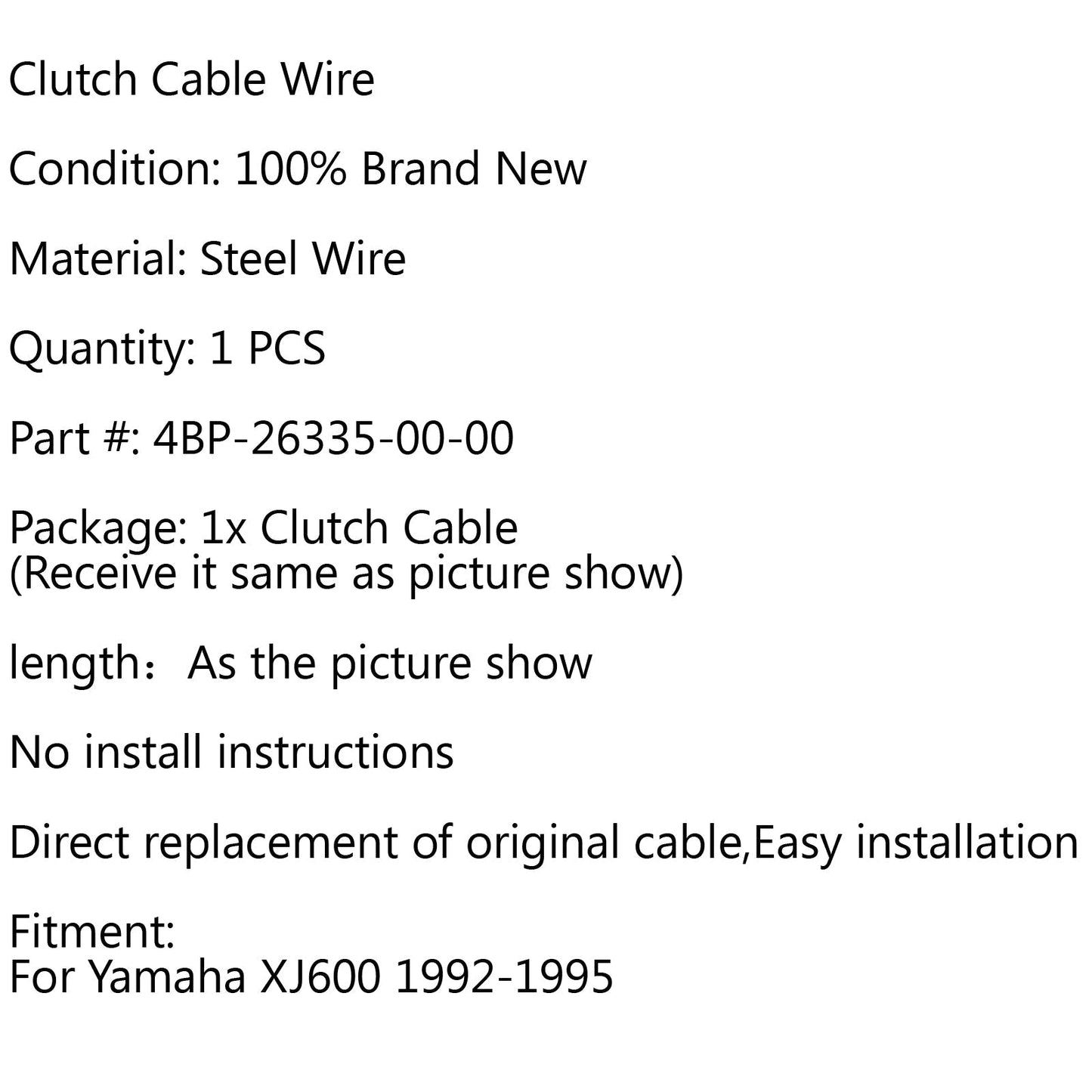 Sostituzione cavo frizione 4BP-26335-00-00 per Yamaha XJ600 1992-1995 generico