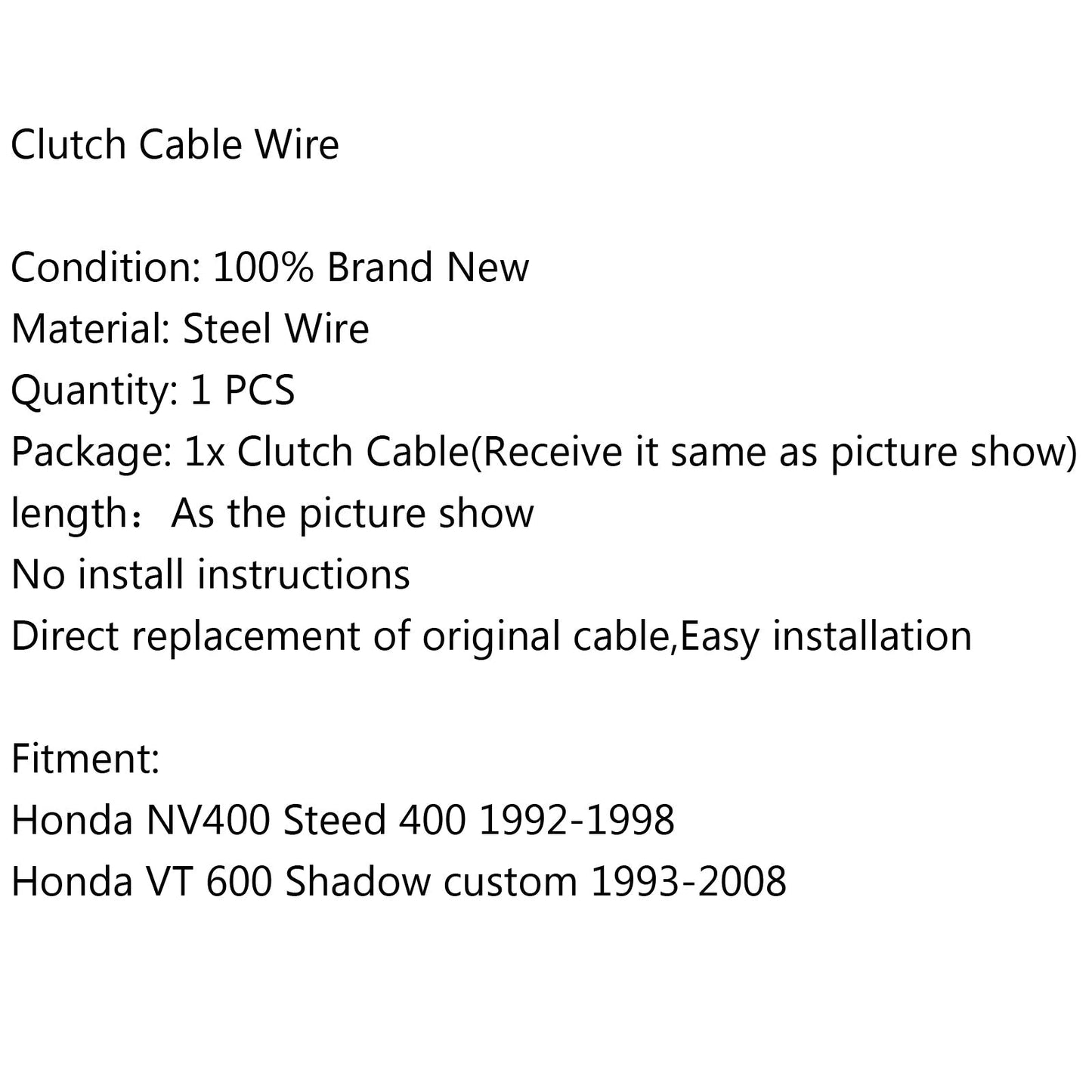 Sostituzione filo cavo frizione per Honda NV400 Steed 400 VT 600 Shadow personalizzato Generico