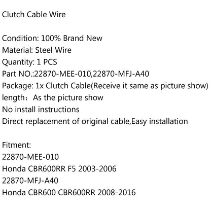 Cavo frizione 22870-MEE-010 Per Honda CBR600RR F5 03-06 CBR600 CBR600RR 2008-2016 Generico