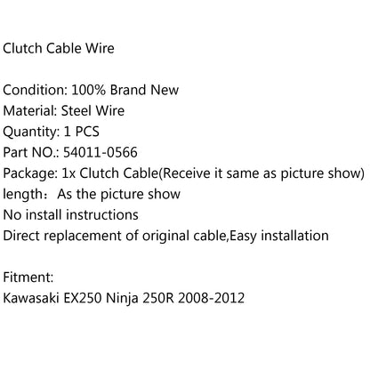 Cavo frizione in acciaio 54011-0566 per Kawasaki EX250 Ninja 250R 2008-2012 Generico