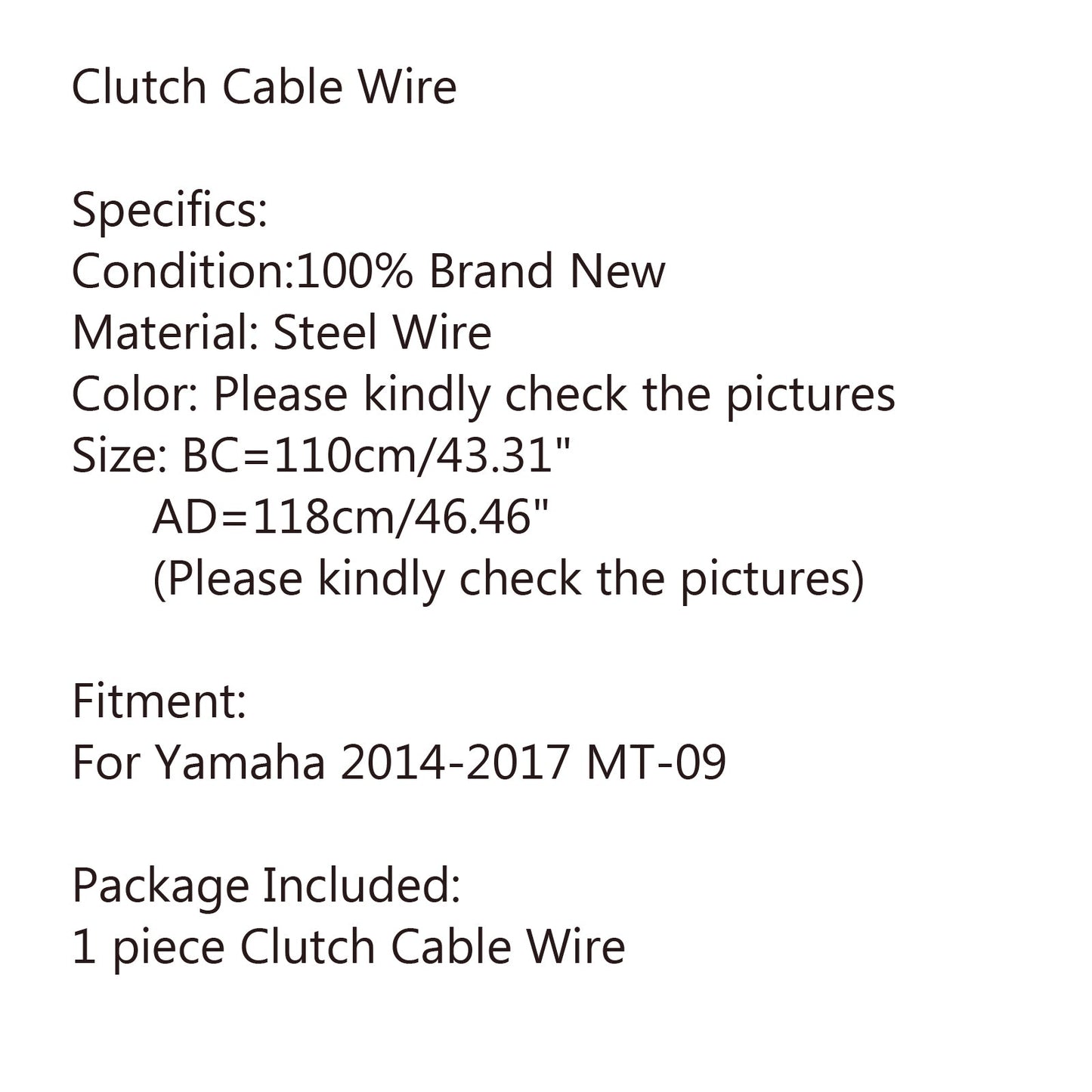 Sostituzione cavo frizione in acciaio filo moto per Yamaha 2014-2017 MT-09 MT 09 generico