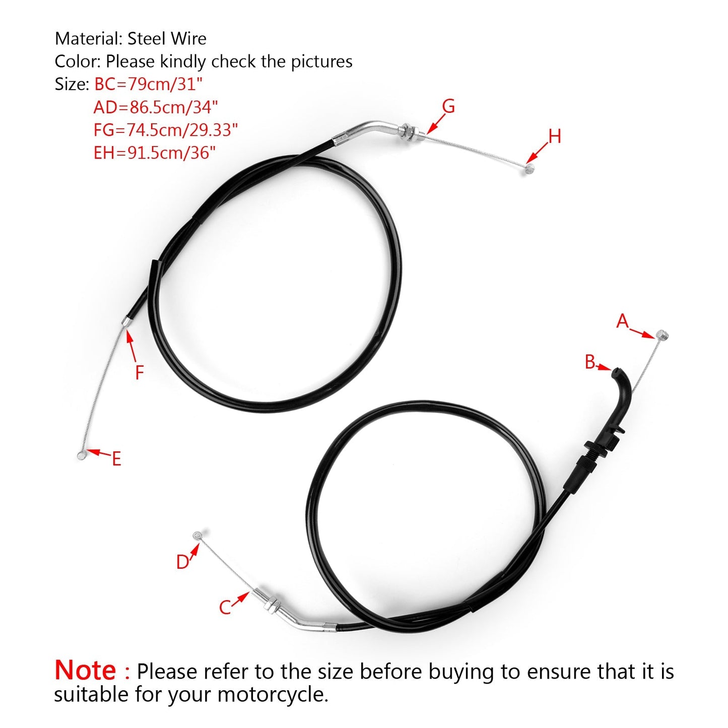 Cavo acceleratore moto per Kawasaki ER300 Z300 2015-16 EX250 Ninja 250R 13-17 Generico