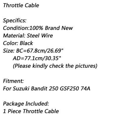 1x filo cavo acceleratore nero per Suzuki Bandit 250 GSF250 74A generico