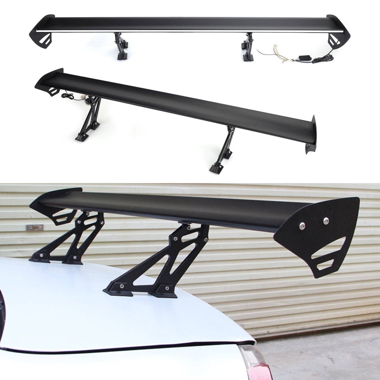 Universal Sedan Spoiler posteriore regolabile in alluminio con alettone da corsa con luce a LED Generico