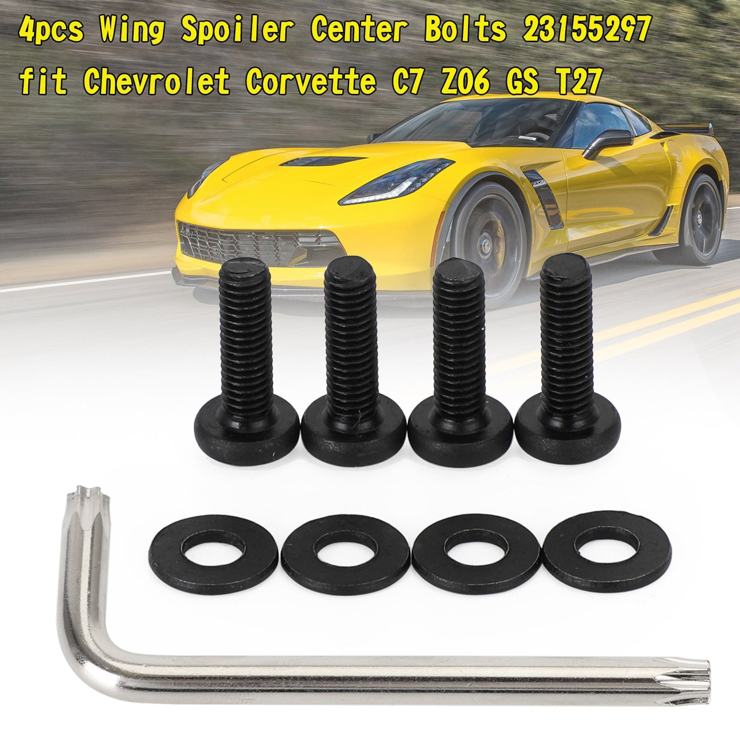 4 pz Ala Spoiler Centro Bulloni 23155297 fit Chevrolet Corvette C7 Z06 GS T27 Generico