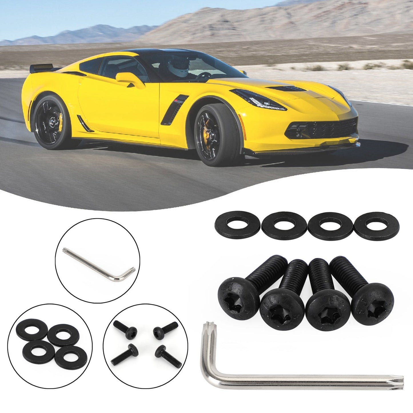 4 pz Ala Spoiler Centro Bulloni 23155297 fit Chevrolet Corvette C7 Z06 GS T27 Generico