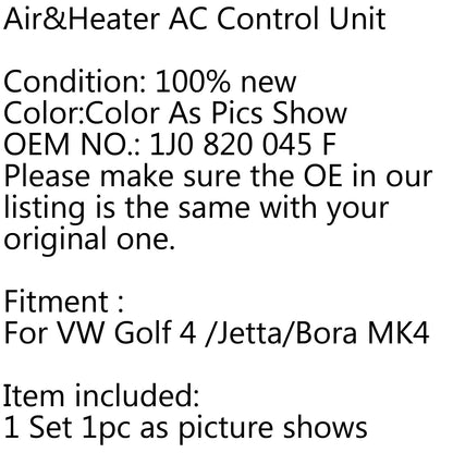 Nuovo pannello unità di controllo aria fresca e riscaldatore AC per VW Golf Jetta MK4 1J0820045F generico