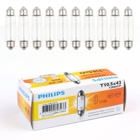 10pcs PHILIPS 12866 12V10W C10W Fest T10.5?¡§¡é43 SV8.5 Premium Signaling Lamp