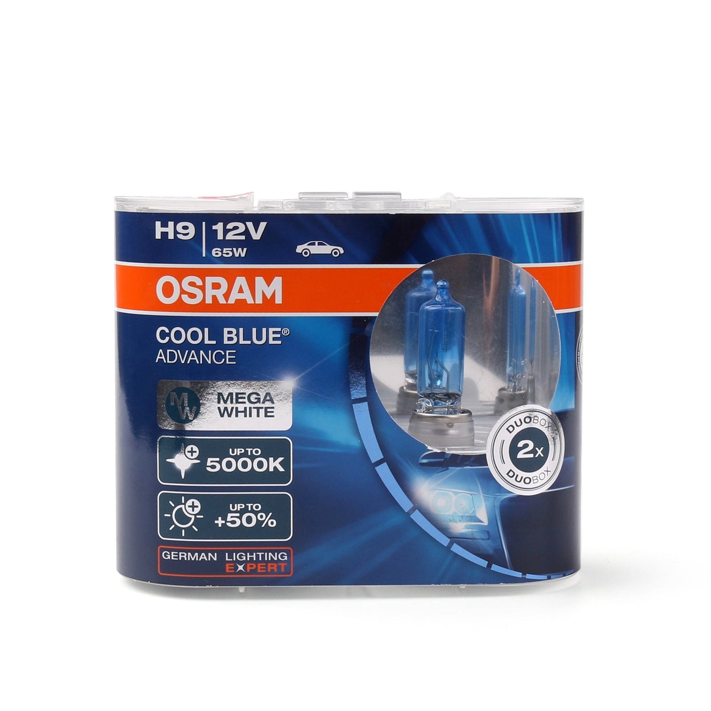 2 X H9 OSRAM 5000K Cool Blue Hyper+ Plus 65W Lampadina alogena a luce bianca globo